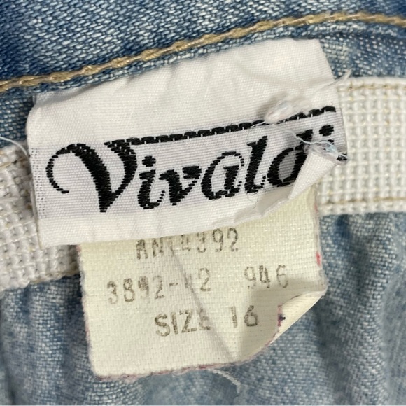 Vintage Denim Skirt Women Plus Size Elastic Waistband FLAWS Faded Blue Midi Jean - Picture 12 of 16